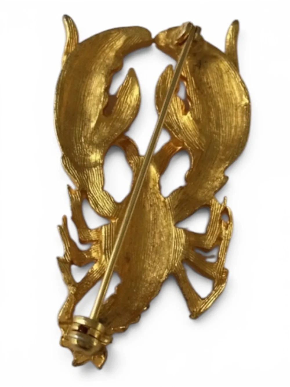 Vintage 1960s-70s Brushed Gold‑Tone Lobster Brooch